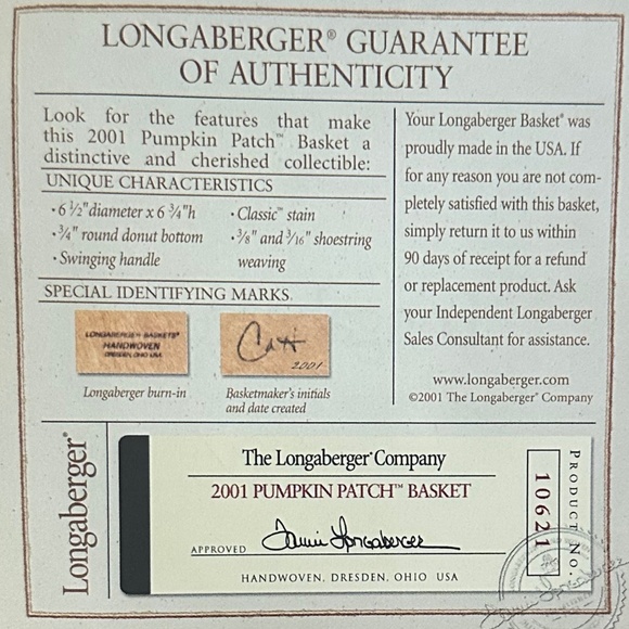 Longaberger 2001 Pumpkin Patch Basket with Lid & Bread Basket Orchard Park Plaid - Picture 9 of 16